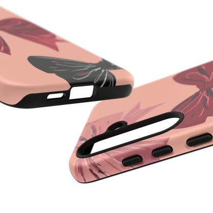 Bow Pattern Tough Phone Case — Pink, Red & Black Decorative Bows