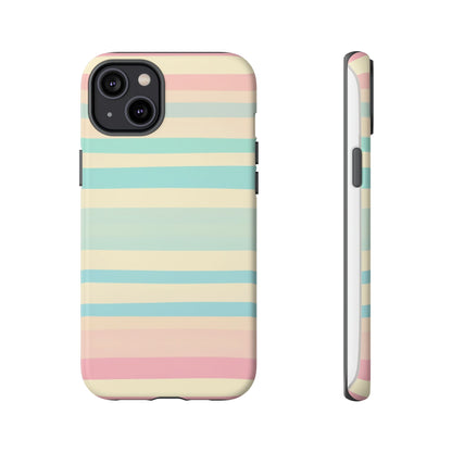 Pastel Striped Tough Phone Case – Protective Retro Rainbow Design