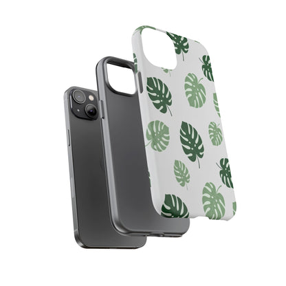 Monstera Leaf Phone Case — Tropical Green Pattern Tough Case
