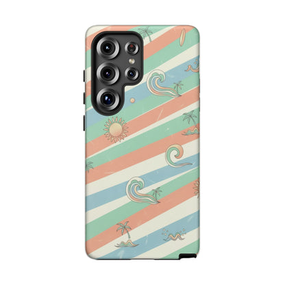 Surf Stripe Tough Phone Case — Retro Beach Waves Pattern