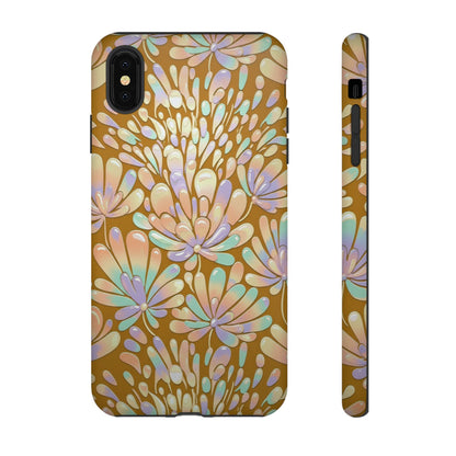 Floral Burst Tough Phone Case – Gold Pastel Botanical Protection