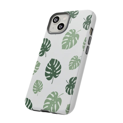 Monstera Leaf Tough Phone Case – Tropical Green Palm Pattern Protective Cover
