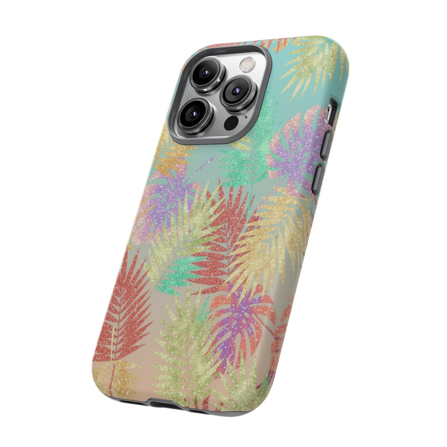 Tropical Palm Leaf Tough Phone Case – Colorful Pastel Botanical Protection