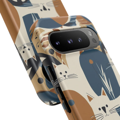 Cat Pattern Phone Case – Retro Abstract Cats Protective iPhone Cover