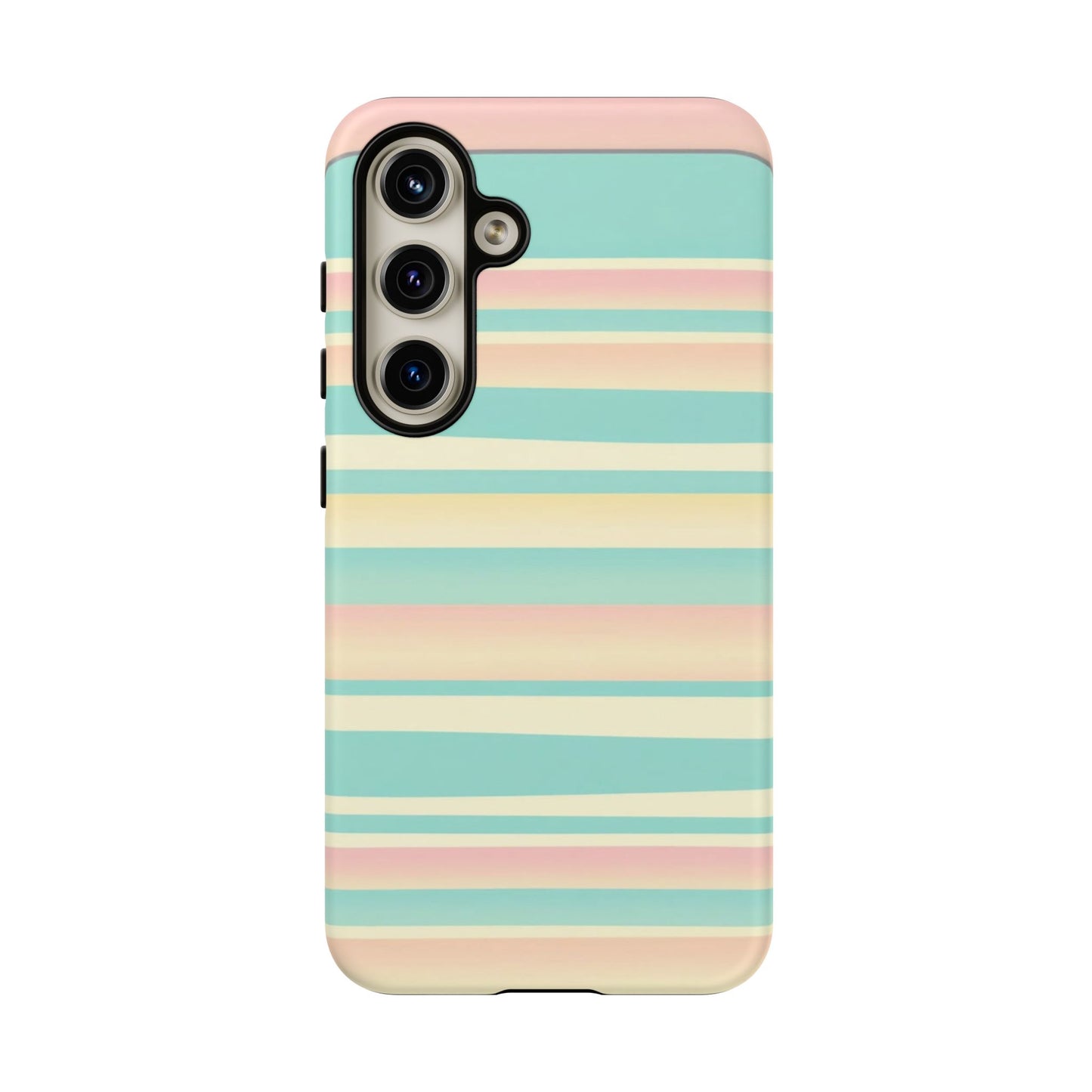 Pastel Striped Tough Phone Case — Mint, Peach & Cream Protective Cover