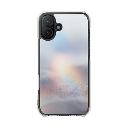 Clear Magnetic Impact Phone Case — Shockproof Transparent Case with Holographic Rainbow Accent