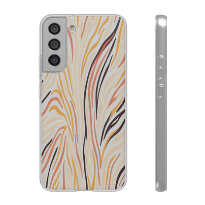 Marbled Neutral Stripe Phone Case — Abstract Beige & Terracotta Flexi Case