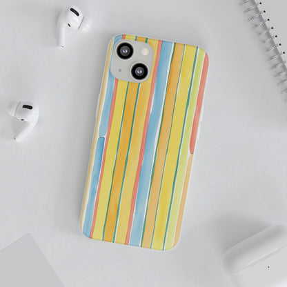Watercolor Stripe Phone Case — Bright Pastel Vertical Stripes Protective Flexi Case