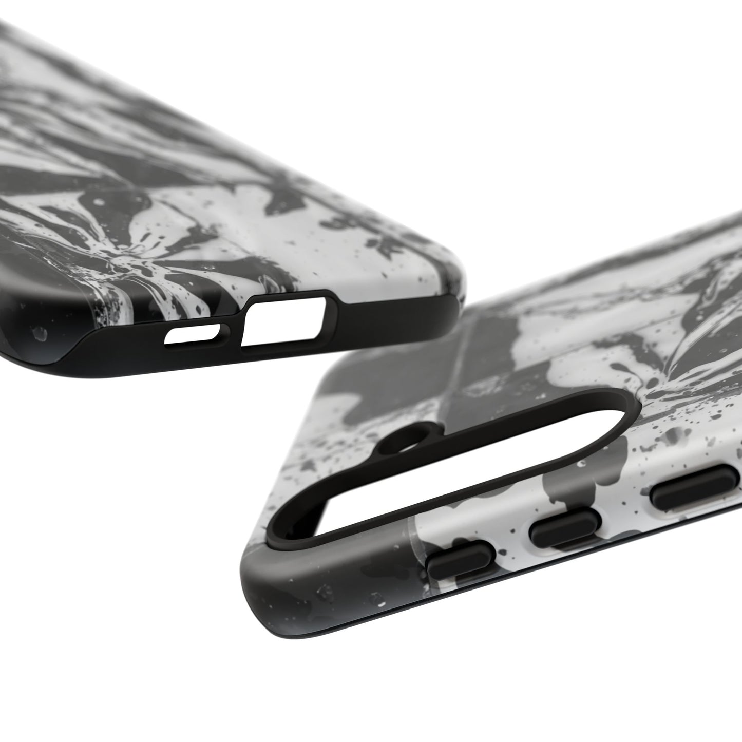 Monochrome Tile Floral Tough Phone Case