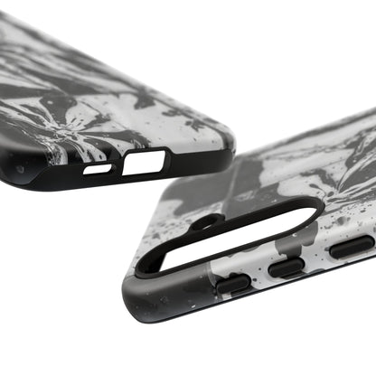 Monochrome Tile Floral Tough Phone Case