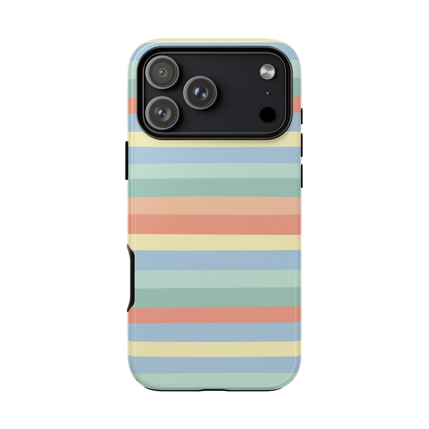 Pastel Striped Phone Case — Retro Horizontal Multi-Color Tough Case