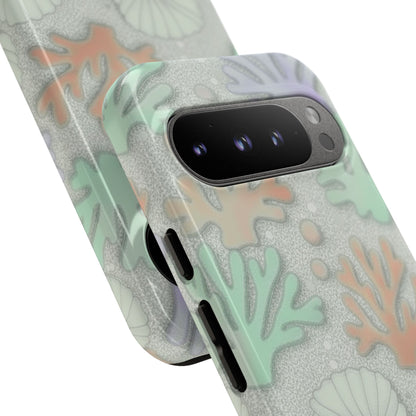Pastel Coral Reef Tough Phone Case – Sea Shell & Coral Pattern Durable Protector