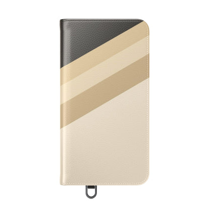 Retro Neutral Stripe Flip Phone Case — Wallet Folio with Card Slots