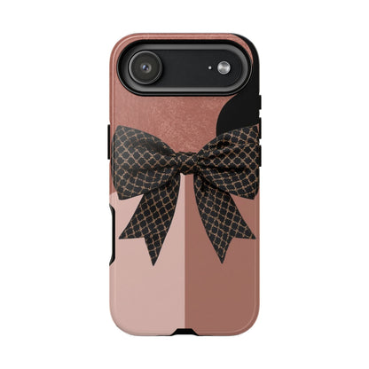 Bow Stripe Tough Phone Case – Pink Mauve Protective Cover