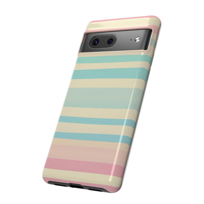 Pastel Striped Tough Phone Case – Protective Retro Rainbow Design