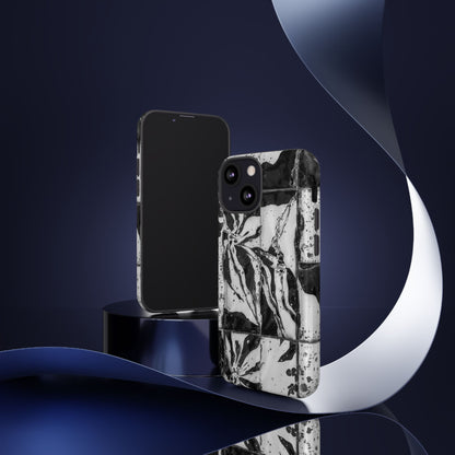 Monochrome Tile Floral Tough Phone Case
