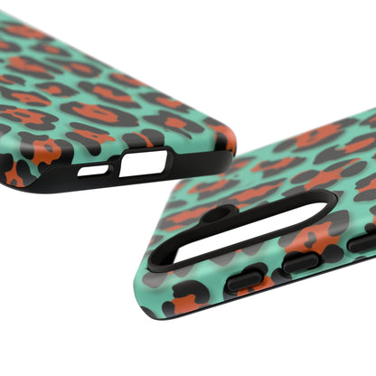Teal & Rust Leopard Phone Case — Tough Protective Animal Print