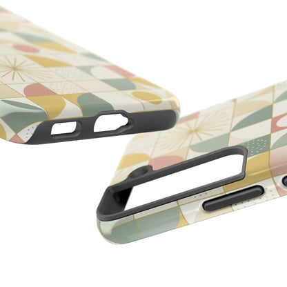 Retro Geometric Tough Phone Case — Pastel Midcentury Pattern