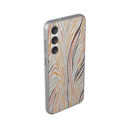 Marbled Neutral Stripe Phone Case — Abstract Beige & Terracotta Flexi Case