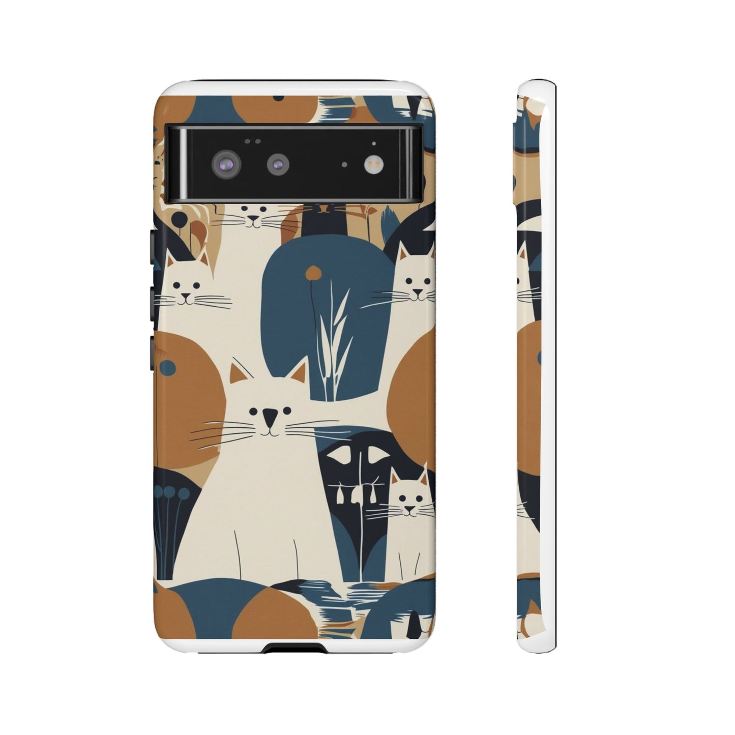 Cat Pattern Phone Case – Retro Abstract Cats Protective iPhone Cover