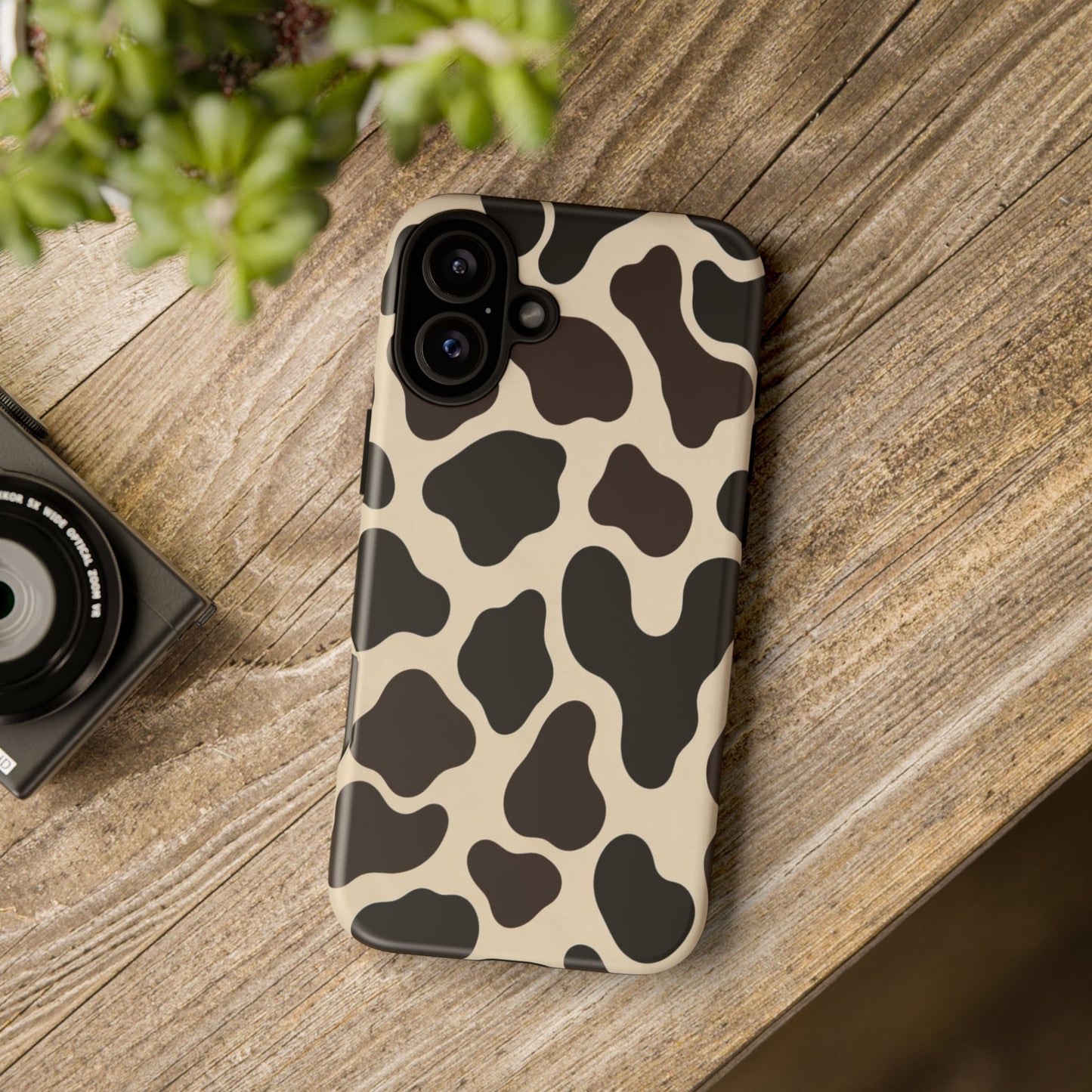 Cow Print Phone Case — Black & Cream Protective  Case