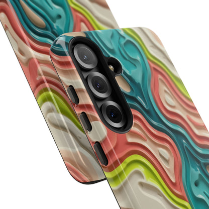 Abstract Contour Phone Case — Colorful Topographic Pattern Tough Case