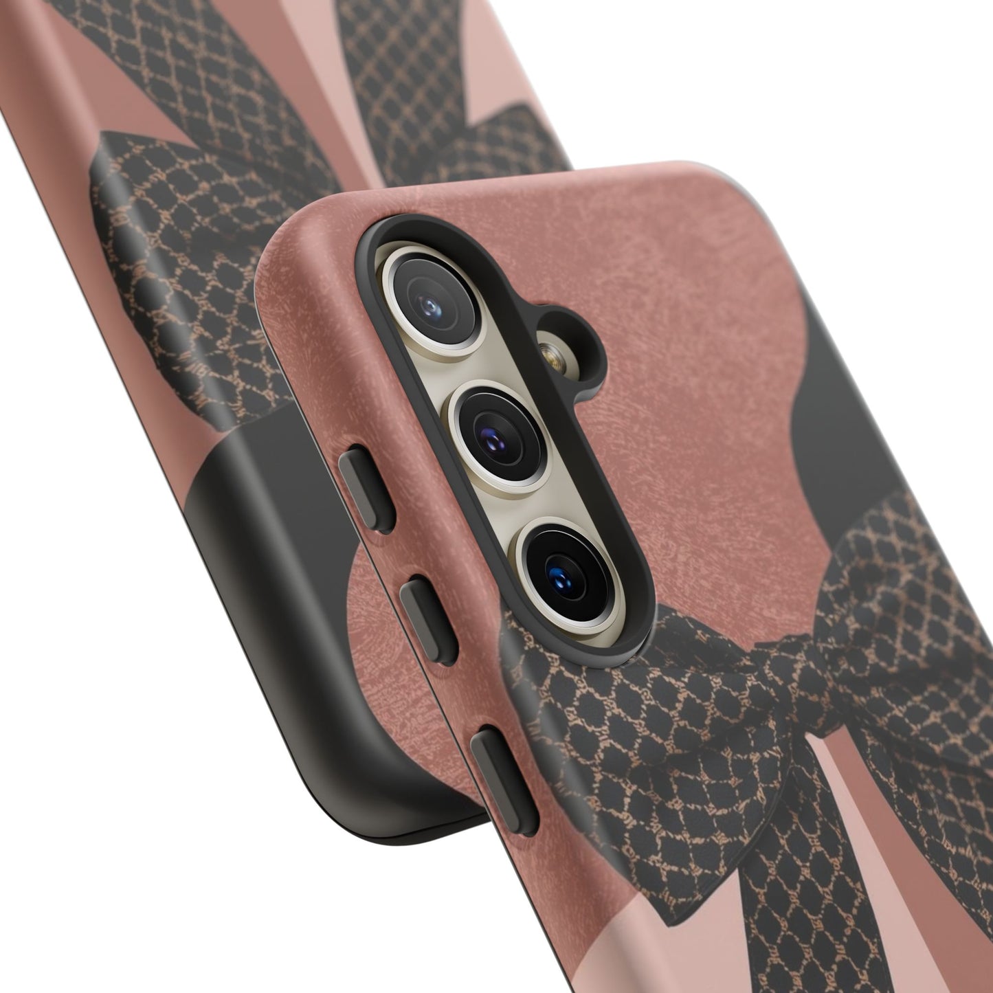 Bow Stripe Tough Phone Case – Pink Mauve Protective Cover