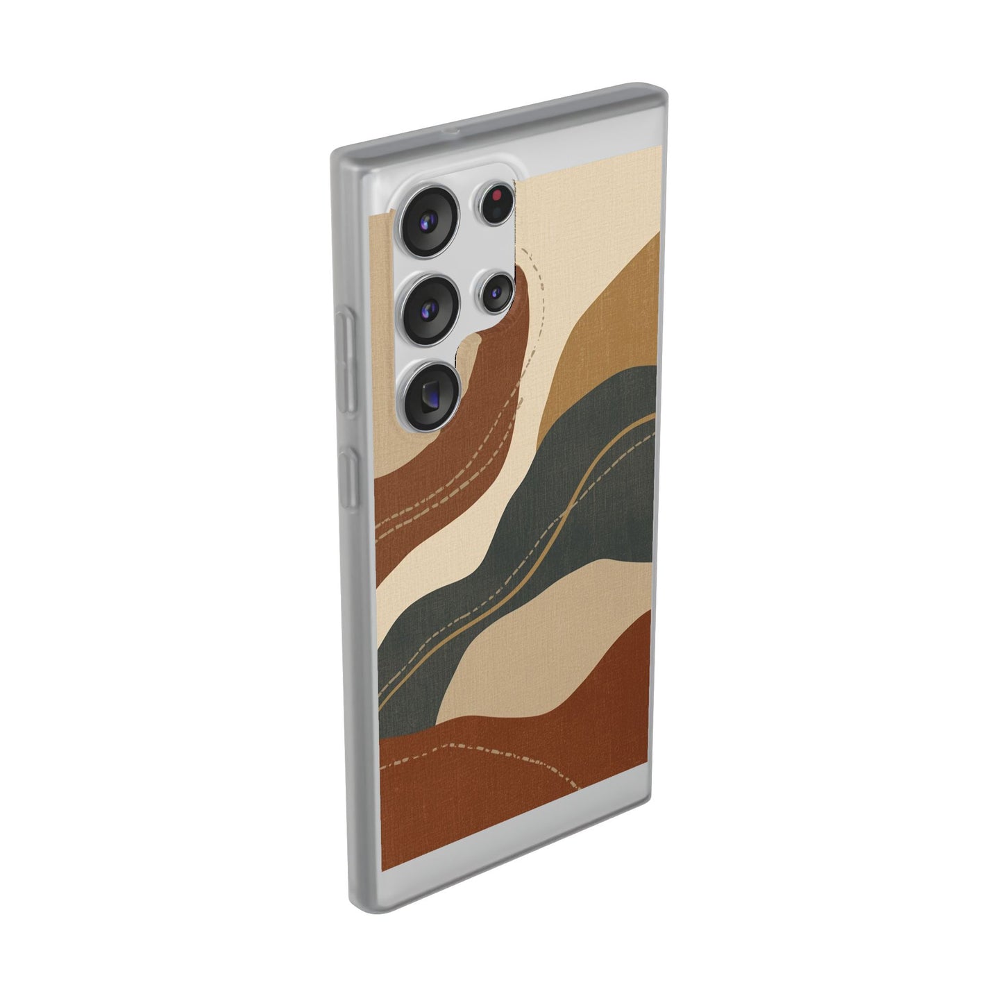 Abstract Earth Tone Phone Case — Boho Wavy Flexi Case