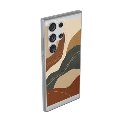Abstract Earth Tone Phone Case — Boho Wavy Flexi Case