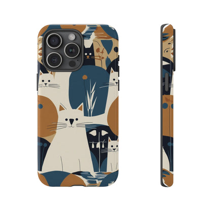 Cat Pattern Phone Case – Retro Abstract Cats Protective iPhone Cover