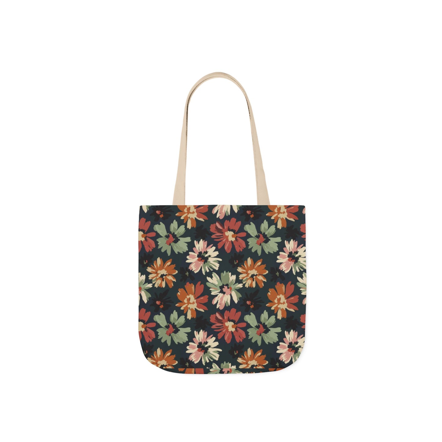 Floral Canvas Tote Bag — Vintage Autumn Daisy Print