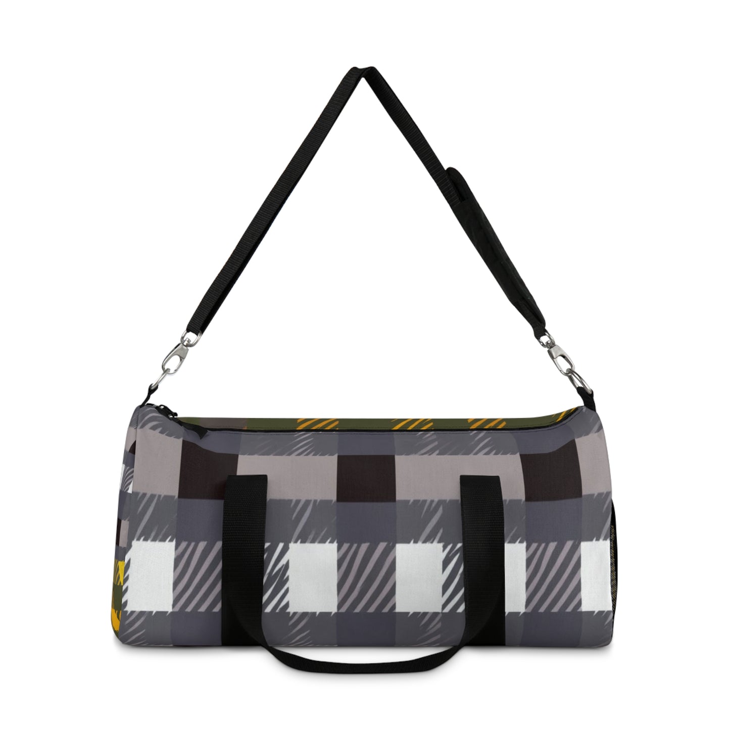 Gray Plaid Duffel Bag — Cozy Check Travel Gym Bag