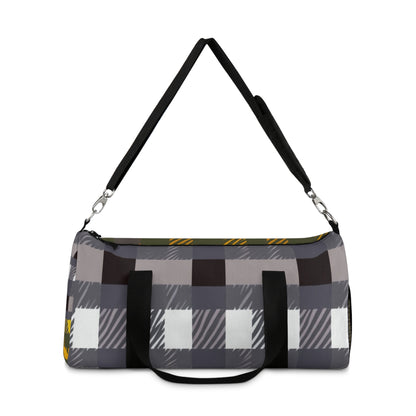 Gray Plaid Duffel Bag — Cozy Check Travel Gym Bag