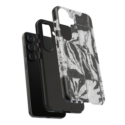 Monochrome Tile Floral Tough Phone Case