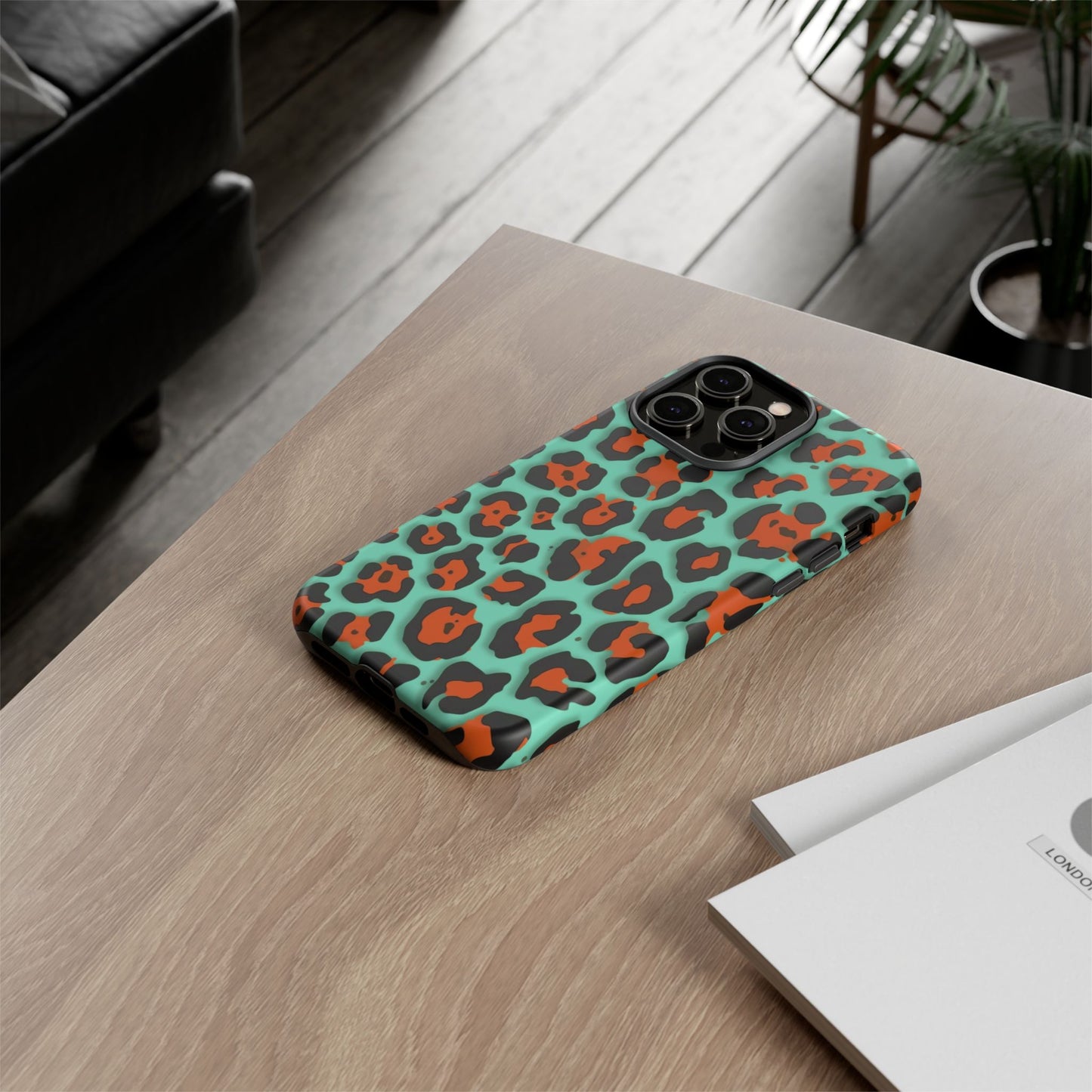Teal & Rust Leopard Phone Case — Tough Protective Animal Print