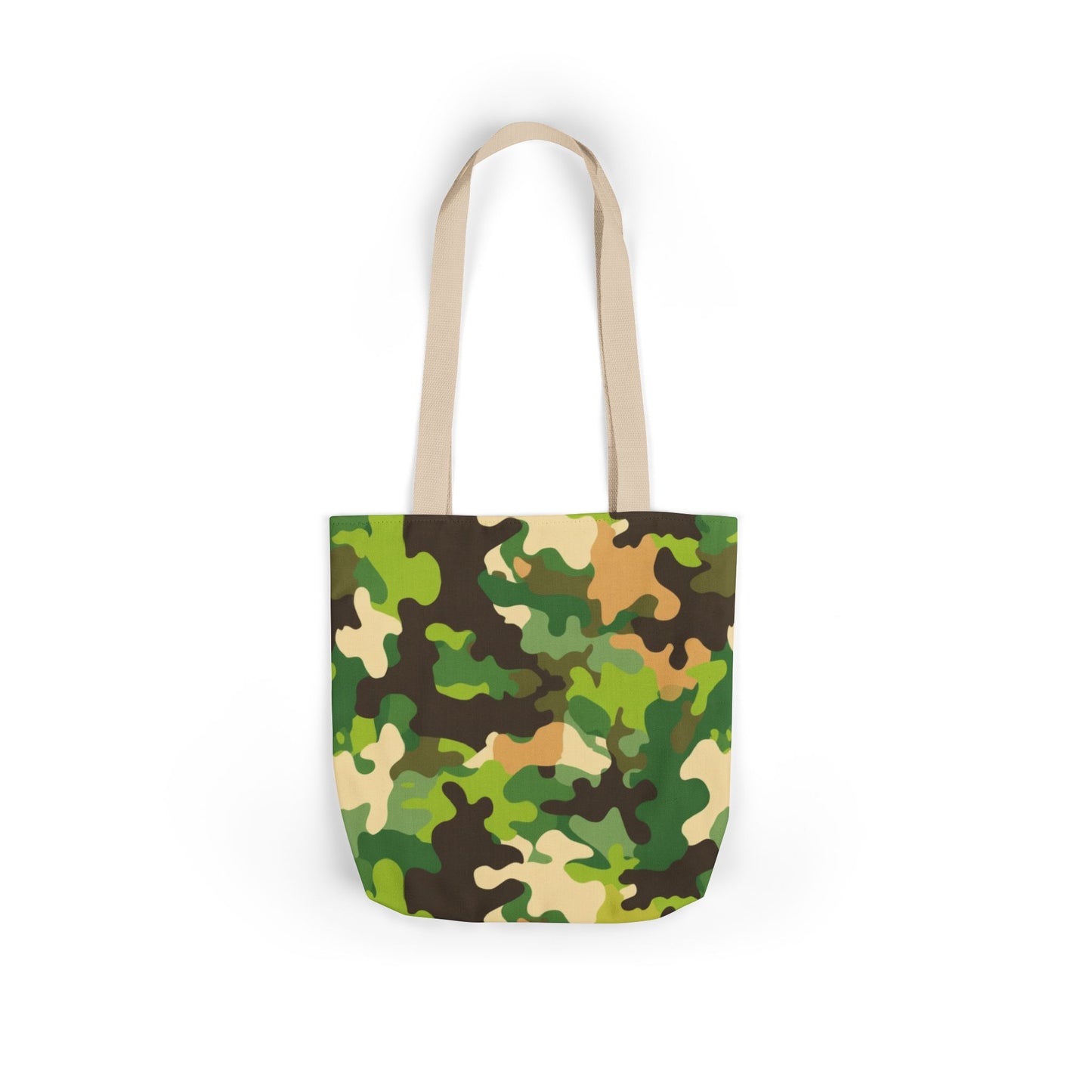 Camo Canvas Tote Bag — Green Military Print Reusable Market Bag