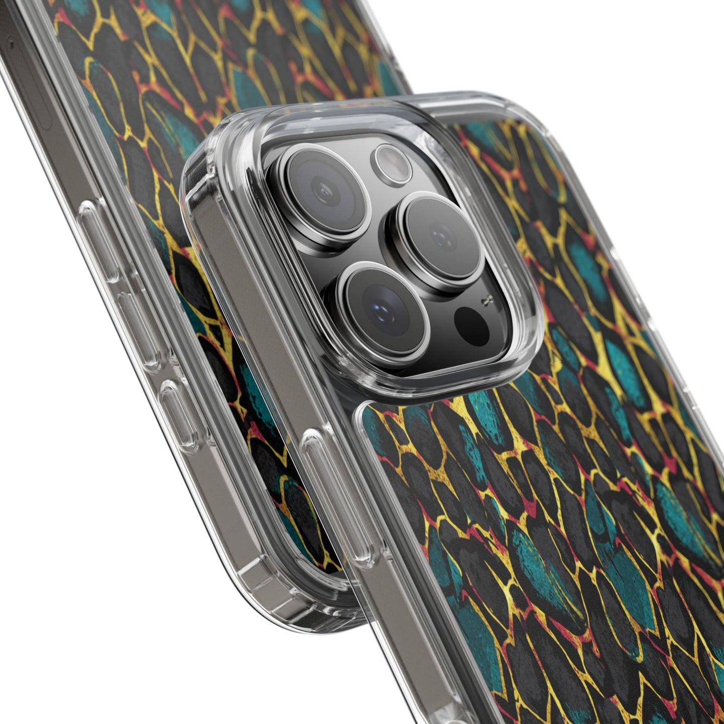 Teal Gold Leopard Clear Phone Case