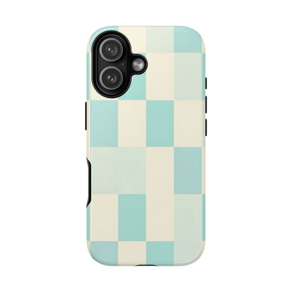 Pastel Checkerboard Tough Case – Mint & Cream Protective Phone Cover
