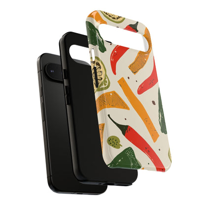 Spicy Peppers Phone Case – Colorful Chili, Lime & Citrus Pattern