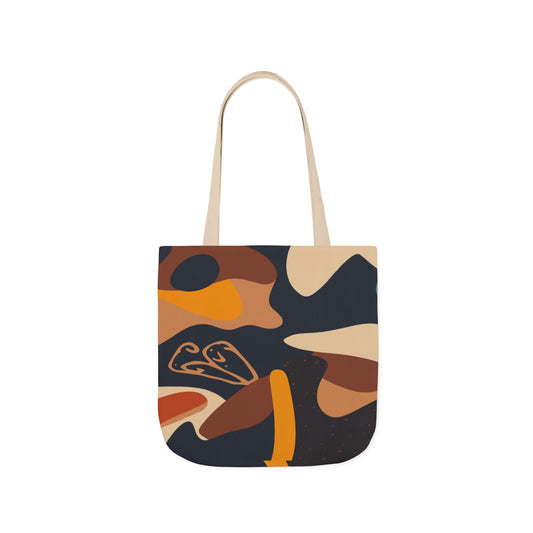 Abstract Earth-Tone Canvas Tote — Retro Organic Pattern