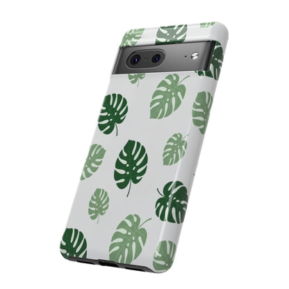 Monstera Leaf Phone Case — Tropical Green Pattern Tough Case