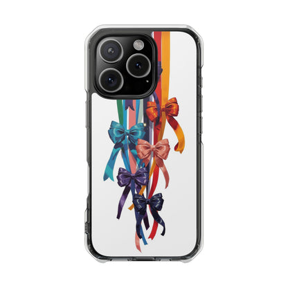 Clear Magnetic Phone Case — Colorful Ribbon Bows Design