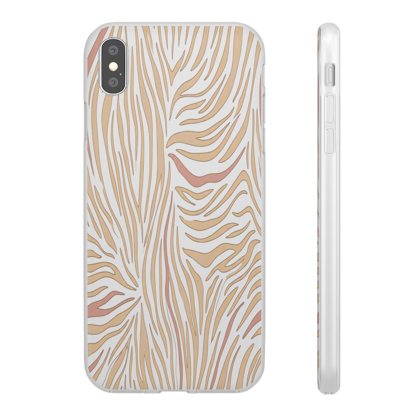 Neutral Zebra Print Flexi Case — Beige & Rose Gold Animal Pattern Phone Cover