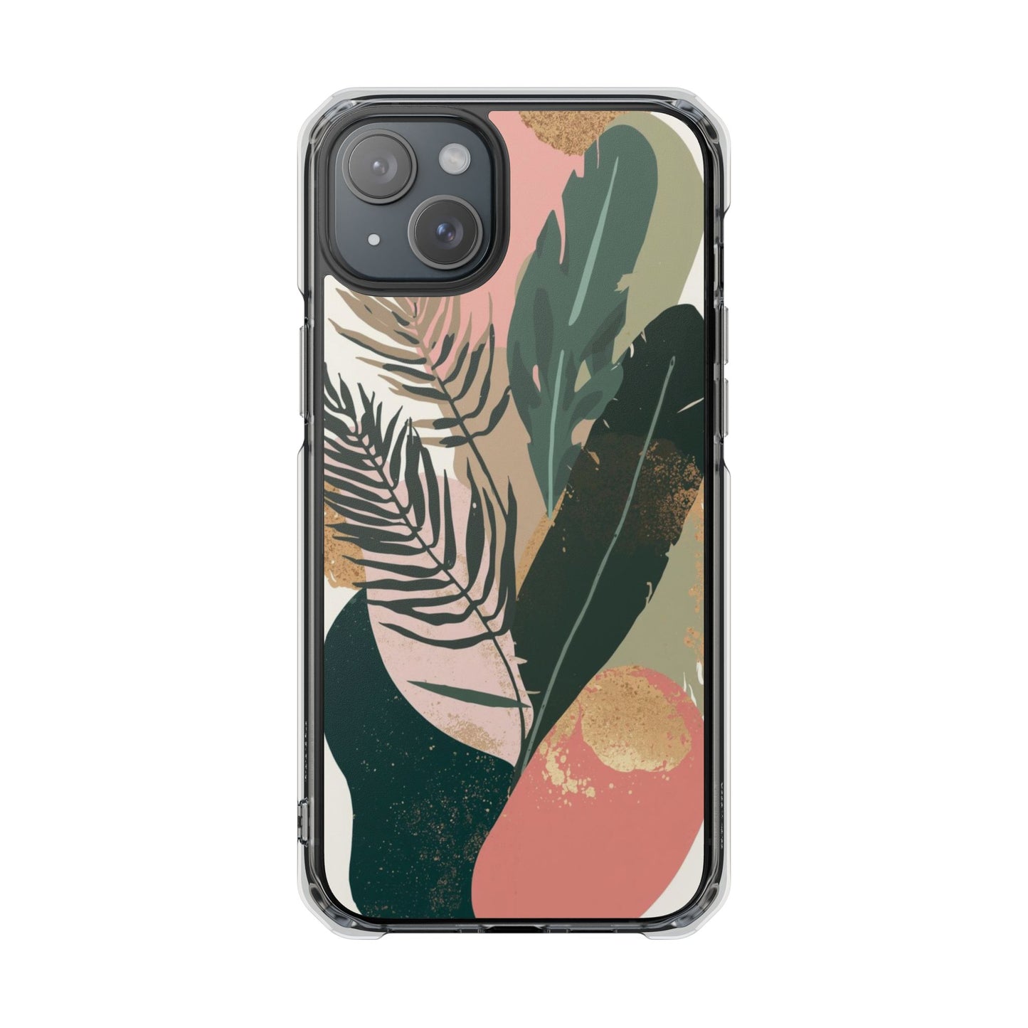Clear Magnetic Phone Case — Abstract Botanical Leaves Design