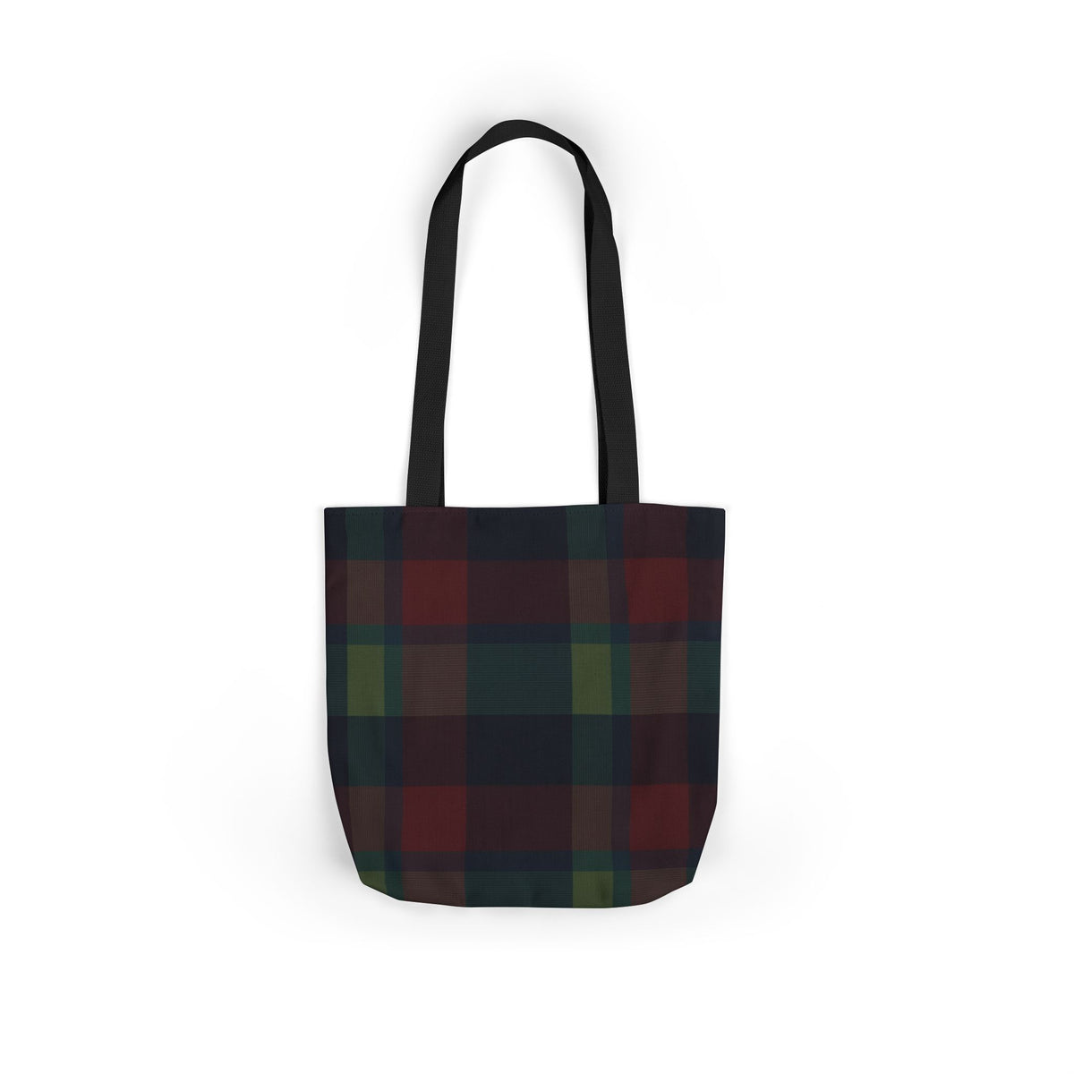 Plaid Canvas Tote Bag — Dark Autumn Tartan Market Tote