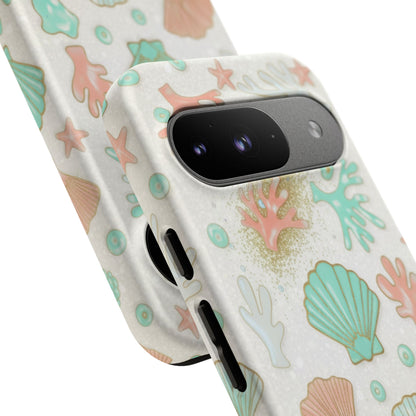 Seashell Coral Phone Case — Pastel Beach Shells Protective Tough Case