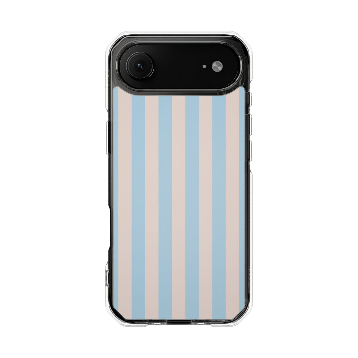 Striped Pastel Clear Phone Case — Blue & Peach Vertical Stripe Magnetic Impact Case