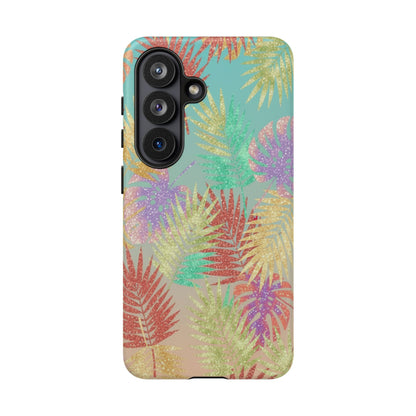 Tropical Palm Leaf Tough Phone Case – Colorful Pastel Botanical Protection