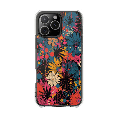 Clear Magnetic Phone Case — Colorful Floral Impact Protection
