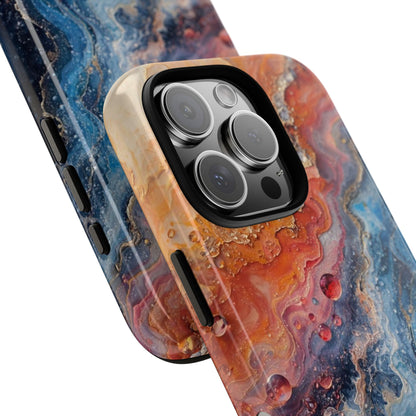 Marbled Galaxy Tough Phone Case — Abstract Blue & Coral Protective Cover